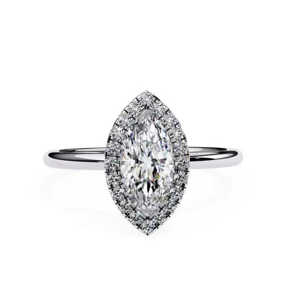 Marquise Solitaire with Halo Engagement ring