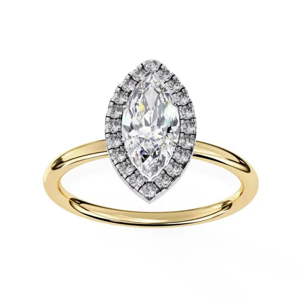 Marquise Solitaire with Halo Engagement ring