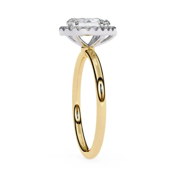 Pear Solitaire With Halo Engagement Ring