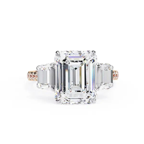 Emerald Three Stone with Accent Engagement Ring