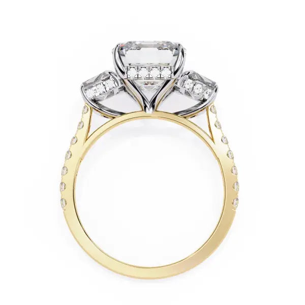 Emerald Three Stone with Accent Engagement Ring