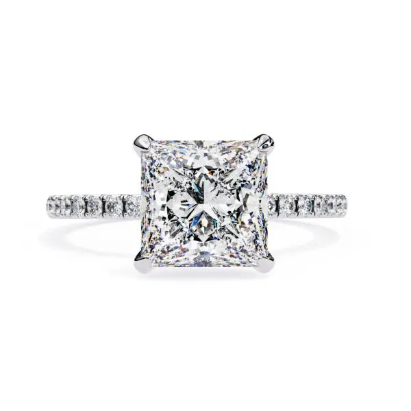 Princess Hidden Halo & Pave Engagement Ring