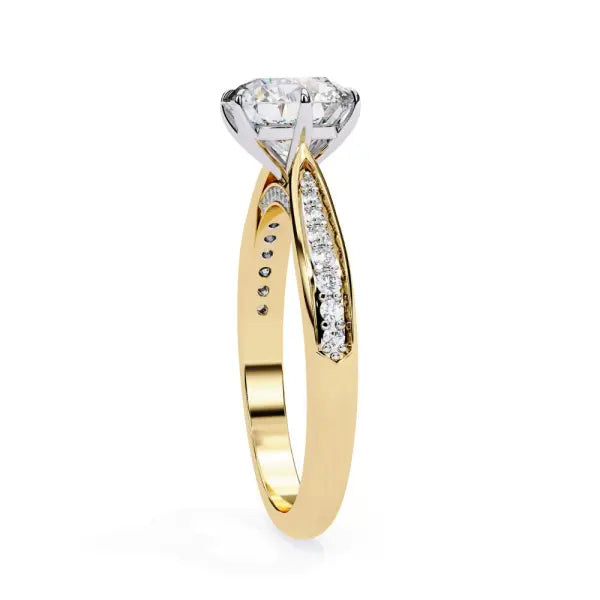 Round Hidden Accent With Pointer Band Engagement Ring