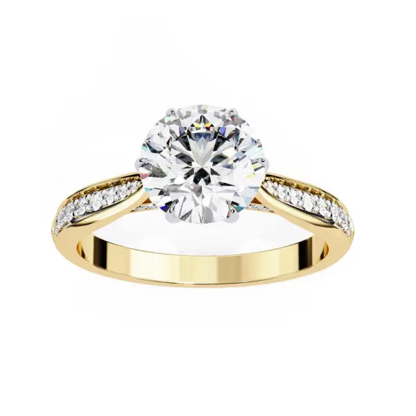 Round Hidden Accent with Pointer Band Engagement ring
