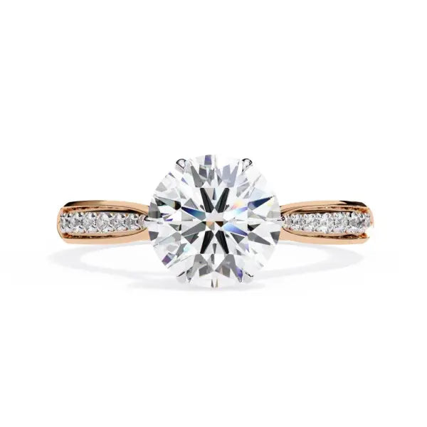 Round Hidden Accent with Pointer Band Engagement ring
