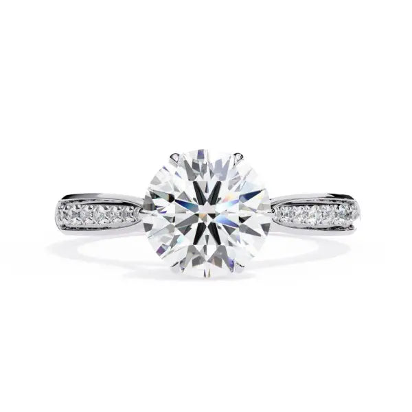 Round Hidden Accent With Pointer Band Engagement Ring