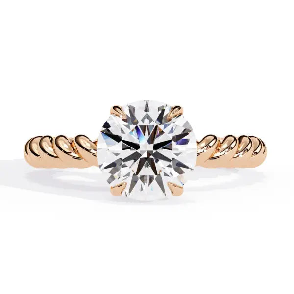 Round Solitaire With Rope Band Engagement Ring
