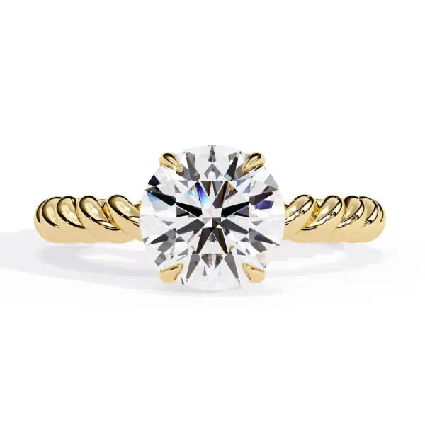 Round Solitaire With Rope Band Engagement Ring