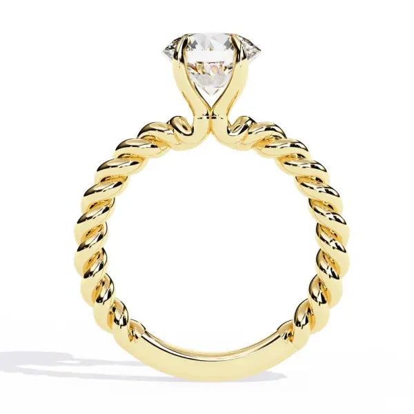Round Solitaire With Rope Band Engagement Ring