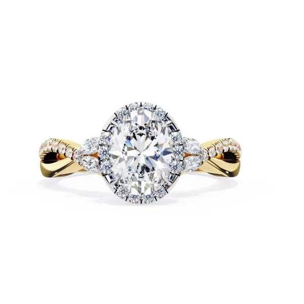 Oval Halo With Twisted Engagement ring