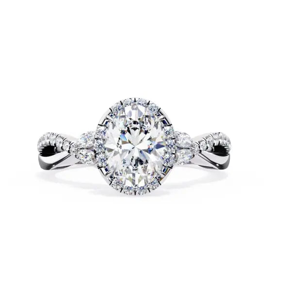 Oval Halo With Twisted Engagement ring