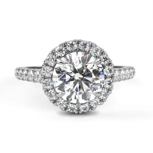 Round Halo With Pave Engagement ring