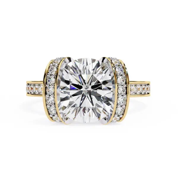 Round Unique Set With Accent Engagement Ring
