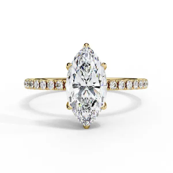 Marquise Hidden Halo with Pave Engagement ring