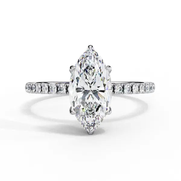 Marquise Hidden Halo with Pave Engagement ring