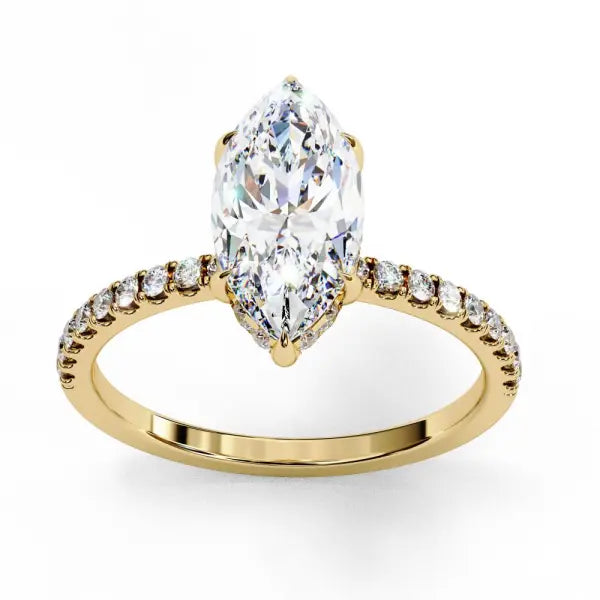Marquise Hidden Halo with Pave Engagement ring