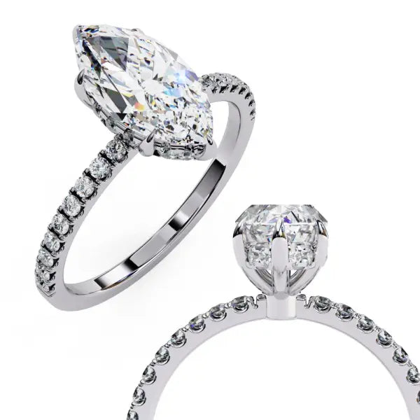 Marquise Hidden Halo with Pave Engagement ring