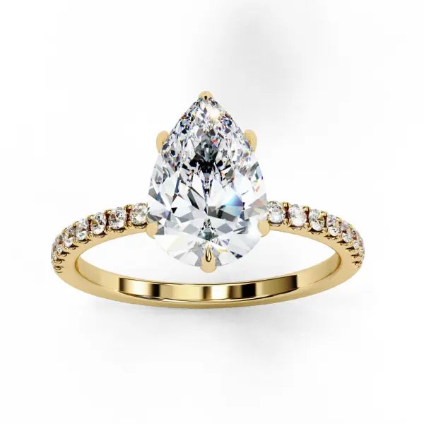 Pear Hidden Halo with Pave Engagement ring
