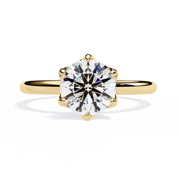 Round Solitaire With Lotus Flower Prong Engagement Ring