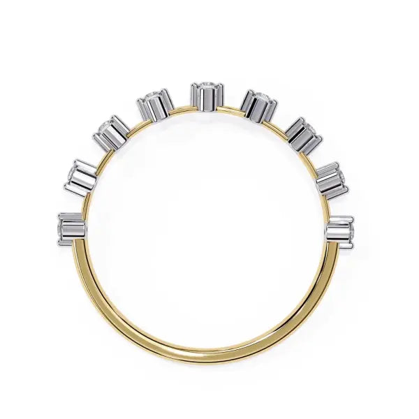Round Space Prong Set Half Eternity Wedding Band